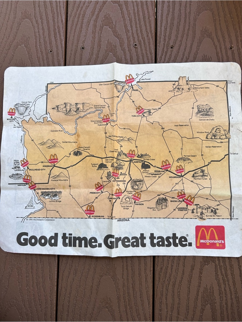Vintage McDonald’s Tray Paper Placemat Arizona Map of Locations